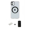 MARSİLYAN™- iPhone 11 Kılıf Pusula Form - Siyah 6D Antistatik Mat Seramik Hayalet Nano Ekran Koruyucu + Renkli Kamera Lens Koruma Cam - YL
