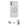 MARSİLYAN™- iPhone 11 Kılıf Pusula Form - Siyah 6D Mat Seramik Hayalet Nano Ekran Koruyucu + Pers Alüminyum Kamera Lens - GI