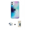 MARSİLYAN™- iPhone 11 Kılıf Pusula Form - Siyah 6D Mat Seramik Hayalet Nano Ekran Koruyucu + Pers Alüminyum Kamera Lens - GI