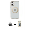 MARSİLYAN™- iPhone 11 Kılıf Pusula Form - Siyah 6D Mat Seramik Hayalet Nano Ekran Koruyucu + Kamera Lens Koruma Cam - SF