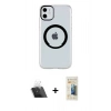 MARSİLYAN™- iPhone 11 Kılıf Pusula Form - Siyah 6D Mat Seramik Hayalet Nano Ekran Koruyucu + Kamera Lens Koruma Cam - SF