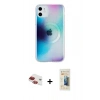 MARSİLYAN™- iPhone 11 Kılıf Pusula Form - Siyah 6D Mat Seramik Hayalet Nano Ekran Koruyucu + Kırmızı Pers Alüminyum Kamera Lens