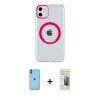 MARSİLYAN™- iPhone 11 Kılıf Pusula Form - Siyah 6D Mat Seramik Hayalet Nano Ekran Koruyucu + Neon Fosforlu Kamera Lens - MI