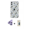 MARSİLYAN™- iPhone 11 Kılıf Pusula Form - Siyah 6D Mat Seramik Hayalet Nano Ekran Koruyucu + Mor Raze Metal Kamera Lens