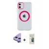 MARSİLYAN™- iPhone 11 Kılıf Pusula Form - Siyah 6D Mat Seramik Hayalet Nano Ekran Koruyucu + Mor Raze Metal Kamera Lens