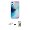 MARSİLYAN™- iPhone 11 Kılıf Pusula Form - Siyah 6D Mat Seramik Hayalet Nano Ekran Koruyucu + Renkli Kamera Lens Koruma Cam - PE