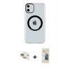 MARSİLYAN™- iPhone 11 Kılıf Pusula Form - Siyah 6D Mat Seramik Hayalet Nano Ekran Koruyucu + Pers Alüminyum Kamera Lens - GD