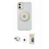 MARSİLYAN™- iPhone 11 Kılıf Pusula Form - Siyah 6D Mat Seramik Hayalet Nano Ekran Koruyucu + Pers Alüminyum Kamera Lens - GD
