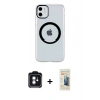 MARSİLYAN™- iPhone 11 Kılıf Pusula Form - Siyah 6D Mat Seramik Hayalet Nano Ekran Koruyucu + PVD Metal Kamera Lens - MI