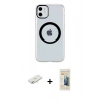 MARSİLYAN™- iPhone 11 Kılıf Pusula Form - Siyah 6D Mat Seramik Hayalet Nano Ekran Koruyucu + Renkli Kamera Lens Koruma Cam - SI