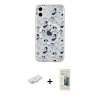 MARSİLYAN™- iPhone 11 Kılıf Pusula Form - Siyah 6D Mat Seramik Hayalet Nano Ekran Koruyucu + Renkli Kamera Lens Koruma Cam - YL
