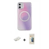MARSİLYAN™- iPhone 11 Kılıf Pusula Form - Siyah 6D Mat Seramik Hayalet Nano Ekran Koruyucu + Renkli Kamera Lens Koruma Cam - SI