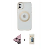 MARSİLYAN™- iPhone 11 Kılıf Pusula Form - Siyah 6D Mat Seramik Hayalet Nano Ekran Koruyucu + Raze Metal Kamera Lens - SH