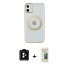 MARSİLYAN™- iPhone 11 Kılıf Pusula Form - Siyah 6D Mat Seramik Hayalet Nano Ekran Koruyucu + PVD Metal Kamera Lens - TU