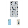 MARSİLYAN™- iPhone 11 Kılıf Pusula Form - Siyah 6D Mat Seramik Hayalet Nano Ekran Koruyucu + Neon Fosforlu Kamera Lens - YL