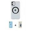 MARSİLYAN™- iPhone 11 Kılıf Pusula Form - Siyah 6D Mat Seramik Hayalet Nano Ekran Koruyucu + Neon Fosforlu Kamera Lens - YL