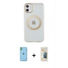 MARSİLYAN™- iPhone 11 Kılıf Pusula Form - Siyah 6D Mat Seramik Hayalet Nano Ekran Koruyucu + Neon Fosforlu Kamera Lens - YL