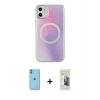 MARSİLYAN™- iPhone 11 Kılıf Pusula Form - Siyah 6D Mat Seramik Hayalet Nano Ekran Koruyucu + Neon Fosforlu Kamera Lens - YL