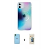 MARSİLYAN™- iPhone 11 Kılıf Pusula Form - Siyah 6D Mat Seramik Hayalet Nano Ekran Koruyucu + Neon Fosforlu Kamera Lens - YL