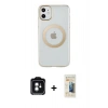 MARSİLYAN™- iPhone 11 Kılıf Pusula Form - Siyah 6D Mat Seramik Hayalet Nano Ekran Koruyucu + PVD Metal Kamera Lens - YL