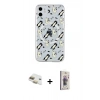 MARSİLYAN™- iPhone 11 Kılıf Pusula Form - Siyah Bilvis 3D Cam Ekran Koruyucu + Pers Alüminyum Kamera Lens - GD