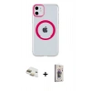 MARSİLYAN™- iPhone 11 Kılıf Pusula Form - Siyah Bilvis 3D Cam Ekran Koruyucu + Pers Alüminyum Kamera Lens - GD