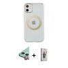 MARSİLYAN™- iPhone 11 Kılıf Pusula Form - Siyah Bilvis 3D Cam Ekran Koruyucu + Raze Metal Kamera Lens - KI