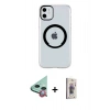 MARSİLYAN™- iPhone 11 Kılıf Pusula Form - Siyah Bilvis 3D Cam Ekran Koruyucu + Raze Metal Kamera Lens - KI