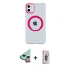 MARSİLYAN™- iPhone 11 Kılıf Pusula Form - Siyah Bilvis 3D Cam Ekran Koruyucu + Raze Metal Kamera Lens - KI