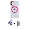 MARSİLYAN™- iPhone 11 Kılıf Pusula Form - Siyah Bilvis 3D Cam Ekran Koruyucu + Raze Metal Kamera Lens - MR