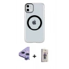 MARSİLYAN™- iPhone 11 Kılıf Pusula Form - Siyah Bilvis 3D Cam Ekran Koruyucu + Raze Metal Kamera Lens - MR
