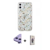 MARSİLYAN™- iPhone 11 Kılıf Pusula Form - Siyah Bilvis 3D Cam Ekran Koruyucu + Raze Metal Kamera Lens - MR