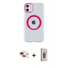 MARSİLYAN™- iPhone 11 Kılıf Pusula Form - Siyah Bilvis 3D Cam Ekran Koruyucu + Pers Alüminyum Kamera Lens - KI