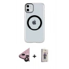MARSİLYAN™- iPhone 11 Kılıf Pusula Form - Siyah Bilvis 3D Cam Ekran Koruyucu + Raze Metal Kamera Lens - SH