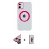 MARSİLYAN™- iPhone 11 Kılıf Pusula Form - Siyah Bilvis 3D Cam Ekran Koruyucu + Raze Metal Kamera Lens - SH