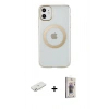 MARSİLYAN™- iPhone 11 Kılıf Pusula Form - Siyah Bilvis 3D Cam Ekran Koruyucu + Renkli Kamera Lens Koruma Cam - SI