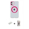 MARSİLYAN™- iPhone 11 Kılıf Pusula Form - Siyah Bilvis 3D Cam Ekran Koruyucu + Renkli Kamera Lens Koruma Cam - SI