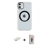 MARSİLYAN™- iPhone 11 Kılıf Pusula Form - Siyah Bilvis 3D Cam Ekran Koruyucu + Sarı Renkli Kamera Lens Koruma Cam