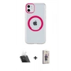 MARSİLYAN™- iPhone 11 Kılıf Pusula Form - Siyah Bilvis 3D Cam Ekran Koruyucu + Şeffaf Kamera Lens Koruma Cam