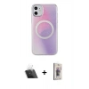 MARSİLYAN™- iPhone 11 Kılıf Pusula Form - Siyah Bilvis 3D Cam Ekran Koruyucu + Şeffaf Kamera Lens Koruma Cam
