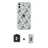 MARSİLYAN™- iPhone 11 Kılıf Pusula Form - Siyah Bilvis 3D Cam Ekran Koruyucu + PVD Metal Kamera Lens - SH