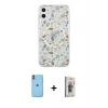 MARSİLYAN™- iPhone 11 Kılıf Pusula Form - Siyah Bilvis 3D Cam Ekran Koruyucu + Neon Fosforlu Kamera Lens - TU