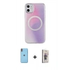 MARSİLYAN™- iPhone 11 Kılıf Pusula Form - Siyah Bilvis 3D Cam Ekran Koruyucu + Neon Fosforlu Kamera Lens - TU