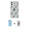 MARSİLYAN™- iPhone 11 Kılıf Pusula Form - Siyah Bilvis 3D Cam Ekran Koruyucu + Neon Fosforlu Kamera Lens - TU