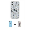 MARSİLYAN™- iPhone 11 Kılıf Pusula Form - Siyah Bilvis 3D Cam Ekran Koruyucu + Neon Fosforlu Kamera Lens - TU