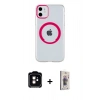 MARSİLYAN™- iPhone 11 Kılıf Pusula Form - Siyah Bilvis 3D Cam Ekran Koruyucu + PVD Metal Kamera Lens - TU