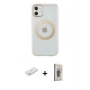 MARSİLYAN™- iPhone 11 Kılıf Pusula Form - Siyah Bilvis 3D Cam Ekran Koruyucu + Renkli Kamera Lens Koruma Cam - TU