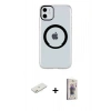 MARSİLYAN™- iPhone 11 Kılıf Pusula Form - Siyah Bilvis 3D Cam Ekran Koruyucu + Renkli Kamera Lens Koruma Cam - TU