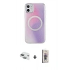 MARSİLYAN™- iPhone 11 Kılıf Pusula Form - Siyah Bilvis 3D Cam Ekran Koruyucu + Pers Alüminyum Kamera Lens - YL