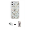 MARSİLYAN™- iPhone 11 Kılıf Pusula Form - Siyah Bilvis 3D Cam Ekran Koruyucu + Pers Alüminyum Kamera Lens - YL